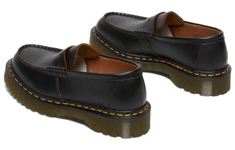 Dr. Martens Penton Bex Yellow Stitch Quilon Leather Loafers 'Black'