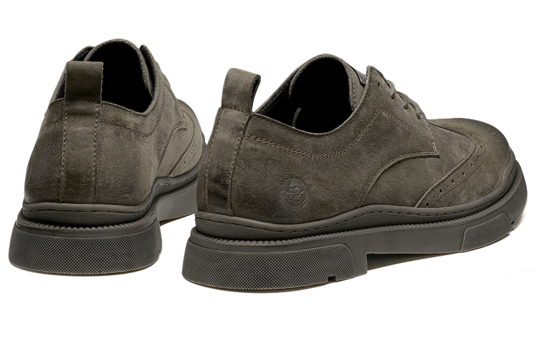 LEAVELAND Casual Leather Shoes Men's Low Top Khaki/Gray