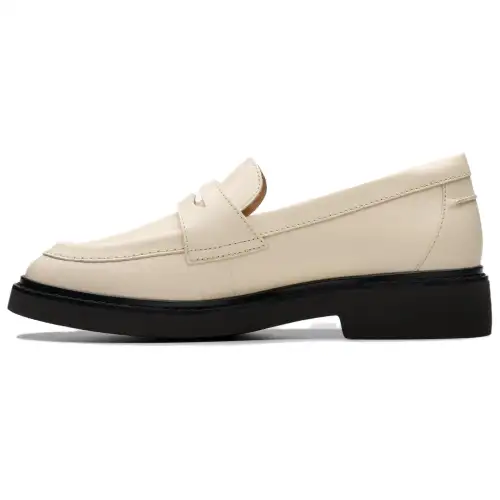 Clarks Leather Loafers 3.5cm Women's Cream