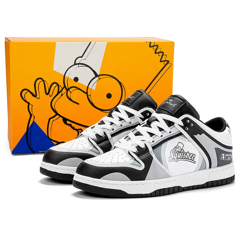 The Simpsons Skateboard Shoes Unisex Low Top Sugar Bean Mismatched/Black/Mismatched