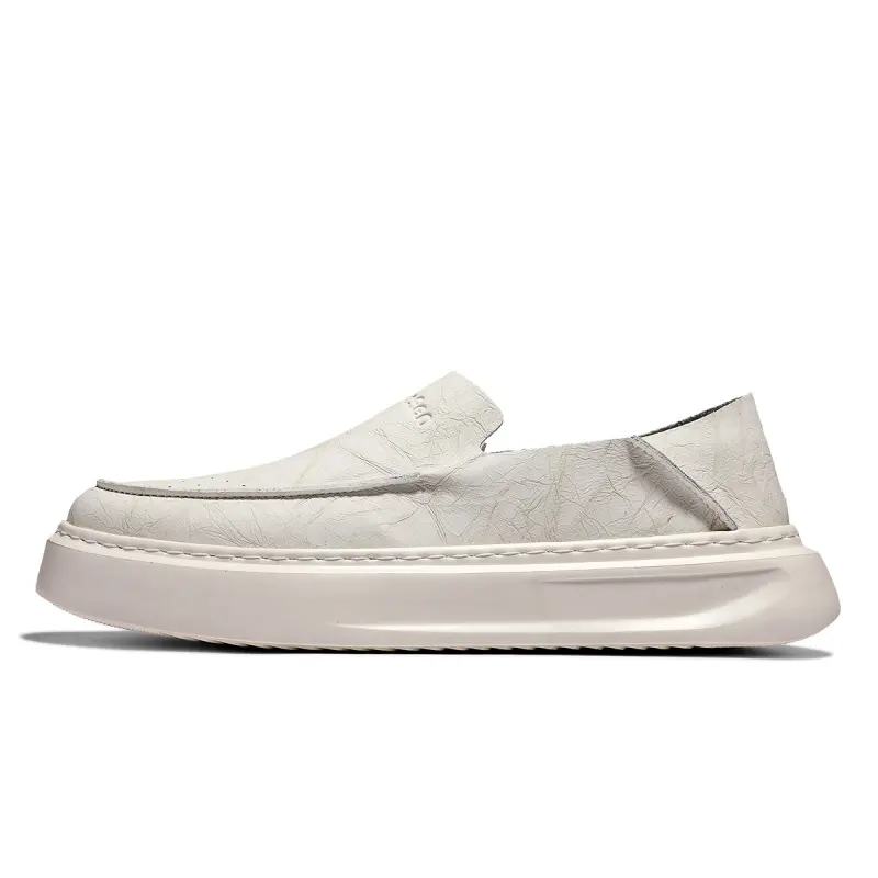Mulinsen Hand-sewn, retro fashion, high-end sense, plain color, simple aesthetic, literary style, niche personality, avant-garde design, Hong Kong style, business gentleman style, light and breathable, comfortable, daily sports, soft-soled slip-ons, casual leather shoes, men's style