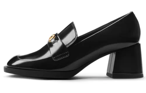 CHARLES&KEITH Small Ck Pu Loafers 5.9cm 5.9cm Women's Black Boxed Black/Multi Composite Color/Brown