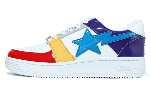 A BATHING APE BAPE STA Low top Stylish Skateboarding Shoes Men's White Multicolor