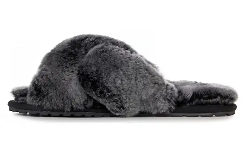 EMU Australia Leather Slide Slippers Flat Women's Black