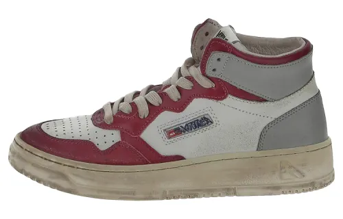AUTRY Leather Lace Up Stylish Skateboarding Shoes Women's White Red Distressed
