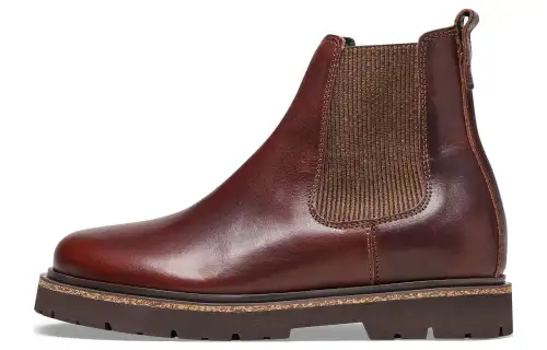 Birkenstock Highwood Slip On Leather Short Chelsea Boots Women's Chocolate Brown Regular