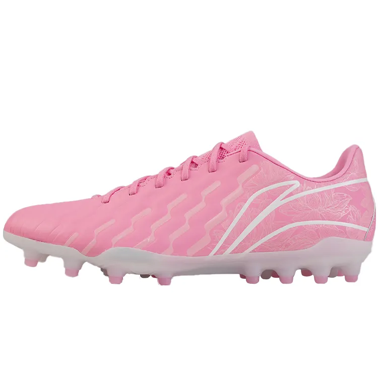 Li Ning MG Multi Ground Artificial Turf Cushioning Slip Resistant Abrasion Resistant Soccer Shoes Men's Pink