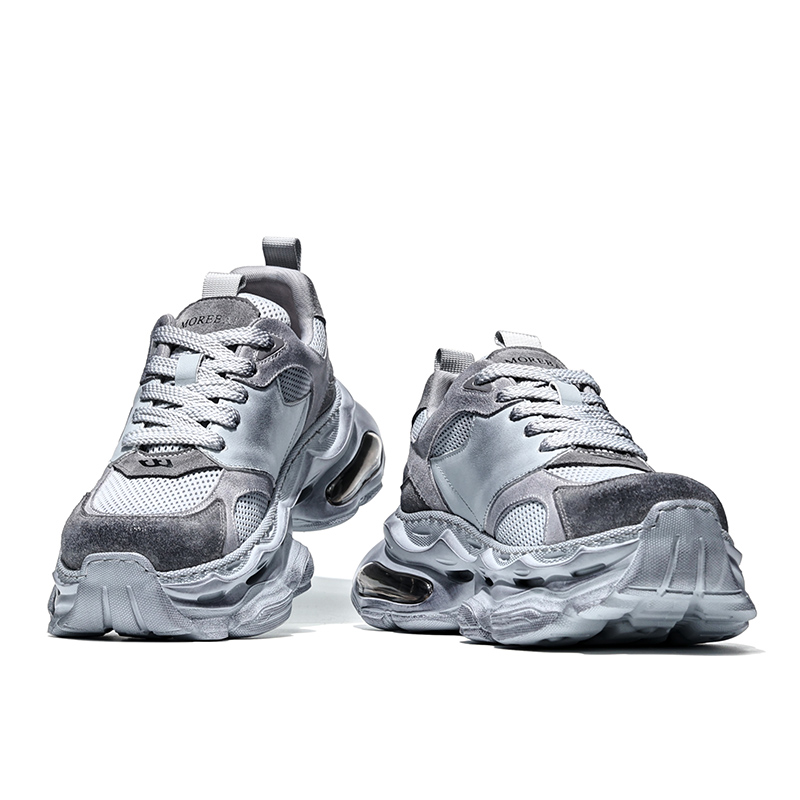 MOERBAI Top Grain Cow Leather Height Increasing Rebound Height Increasing Rebound Low top Air Cushion Running Shoes