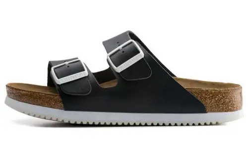Birkenstock Leather Slide Slippers Unisex Black Narrow