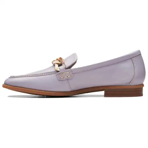 Clarks Sarafyna Iris Leather Loafers 2cm Women's Light Purple