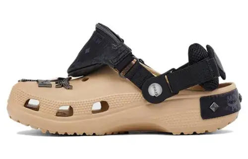 MCM x Crocs Classic Clog Slip Resistant Abrasion Resistant Beach Sandals Unisex Black Brown