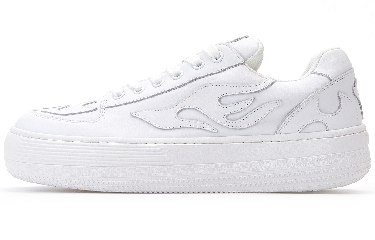 WILD PITCH Overthrow Cow Leather Low top Skateboard Shoes Unisex White