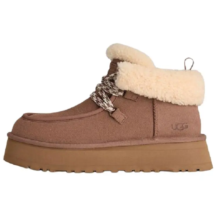 UGG Cow Split Leather Thermal Fleece Lined, Versatile Comfortable Snow Boots Women's Brown