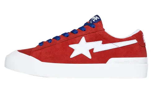 A BATHING APE MAD STA Low top Stylish Skateboarding Shoes Women's Red White