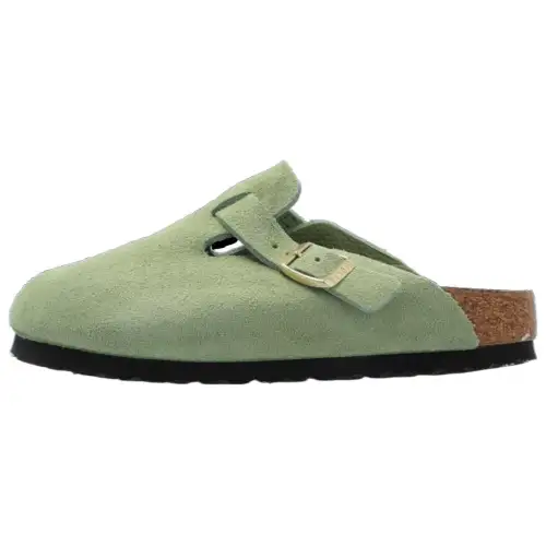 Birkenstock Boston Soft Footbed Suede Green Tea Narrow Fit Women's