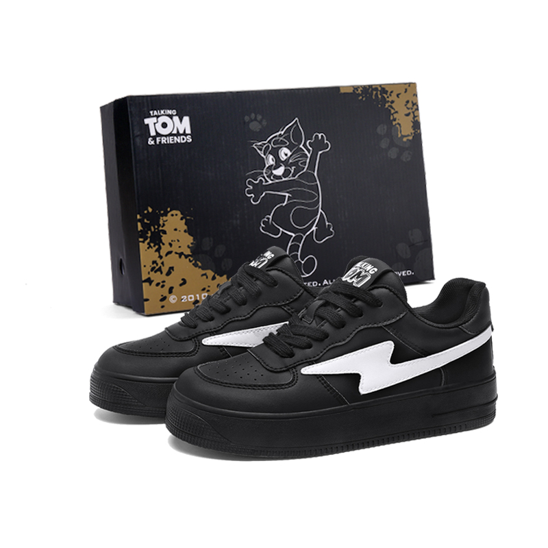 TALKING TOM Talking Tom Cat Synthetic Leather Couple Shoes Fashionable Retro Style Simple Style Trendy Comfortable Versatile Temperament Casual Increased Low Top Sneakers Men's Style