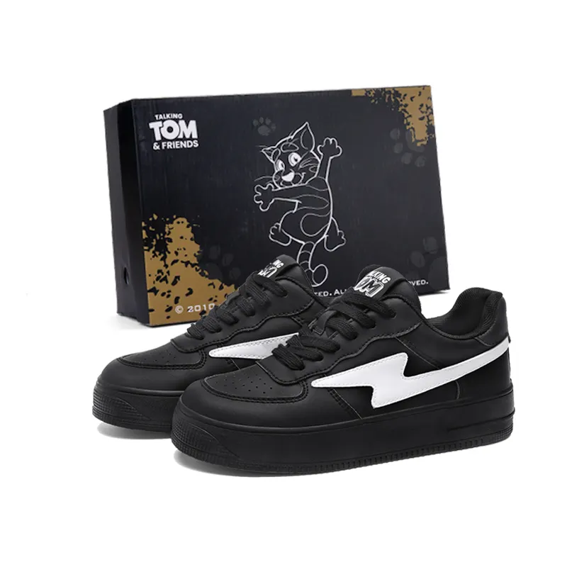 TALKING TOM Talking Tom Cat Synthetic Leather Couple Shoes Fashionable Retro Style Simple Style Trendy Comfortable Versatile Temperament Casual Increased Low Top Sneakers Men's Style