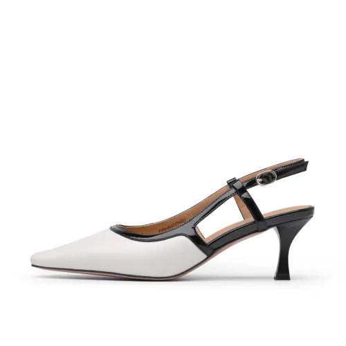 Chrisdien Deny Sheepskin Chunky Heel High Heels 7.5cm Women's White