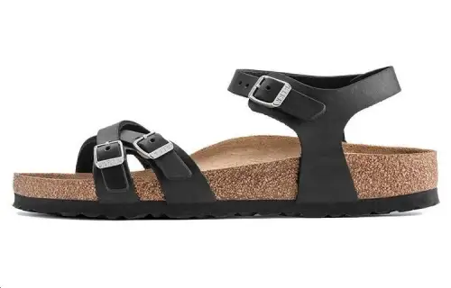 Birkenstock Kumba Collection Top Grain Cow Leather Beach Sandals Women's Black Regular