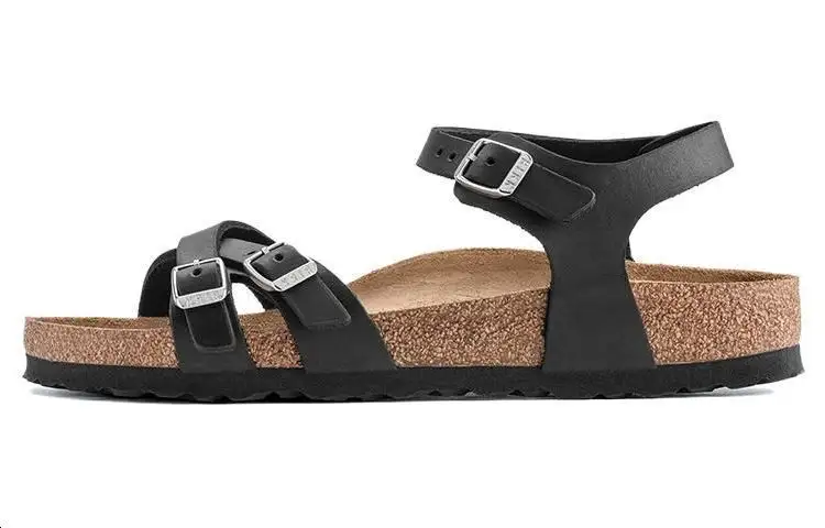 Birkenstock Kumba Collection Top Grain Cow Leather Beach Sandals Women's Black Regular