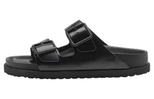 Birkenstock Arizona Double Buckle Slip On Leather Sandals 'Black'