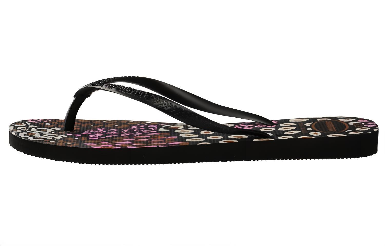 Havaianas Slim Animals Comfortable Abrasion Resistant Flip Flops Women's Black