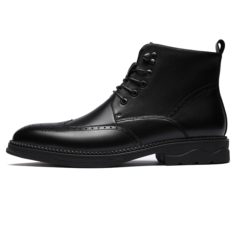 Old man's head LAORENTOU velvet British style brogue business commuting office high-top Martin boots men's style