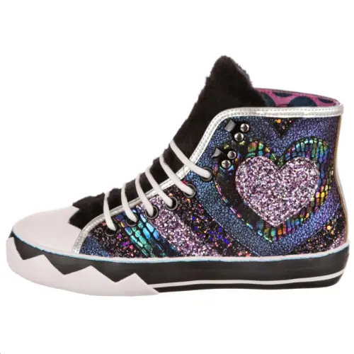 IRREGULAR CHOICE Pu High top Skateboard Shoes Unisex Black White