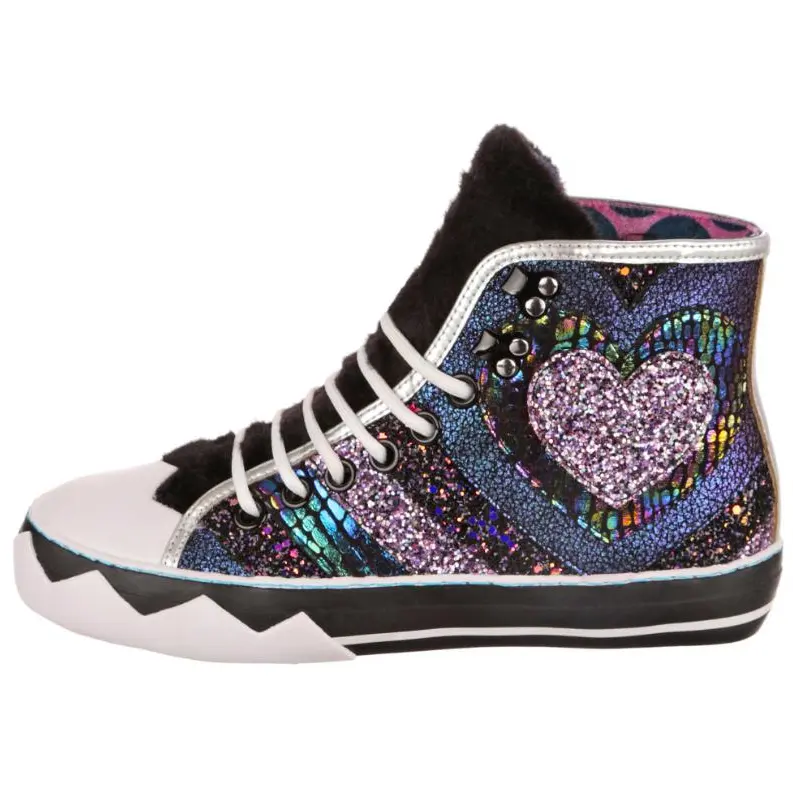 IRREGULAR CHOICE Pu High top Skateboard Shoes Unisex Black White