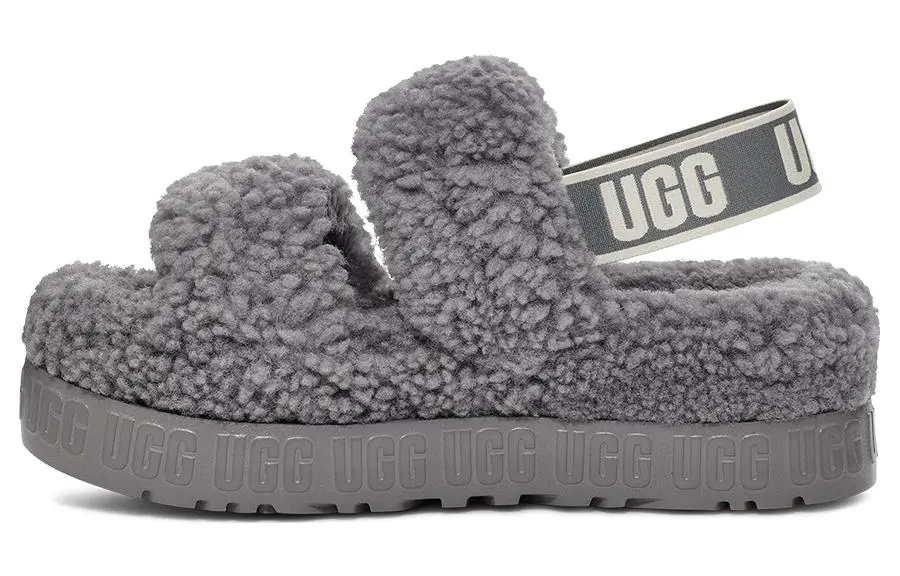 UGG Fluff Fleece Lined, Clean/Simple Fashion Mules Fuzzy Slippers Women's Lighthouse Gray