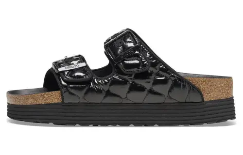 Birkenstock Leather Slide Slippers Women's Black