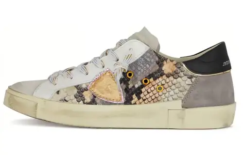 PHILIPPE MODEL Lace Up Stylish Skateboarding Shoes Women's White Gray