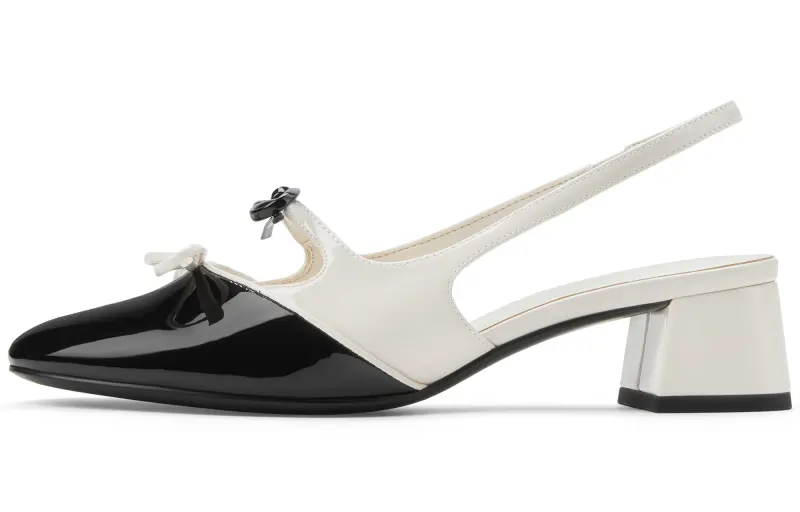 CHARLES&KEITH Small CK Bowknot New Chinese Style Pu One Strap Sandals 4.1cm Women's