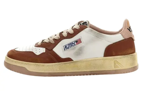 AUTRY Leather Stylish Skateboarding Shoes Men's White Brown