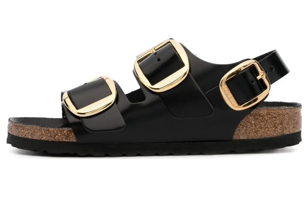 Birkenstock Wmns Milano Big Buckle Natural Patent Leather Narrow 'Black' Women's
