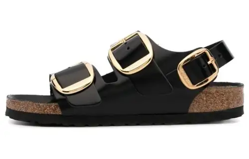 Birkenstock Wmns Milano Big Buckle Natural Patent Leather Narrow 'Black' Women's
