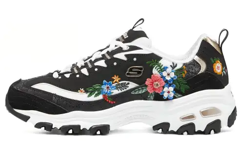Skechers D'Lites 1.0 Leather Mid top Casual Shoes Women's Black Multicolor