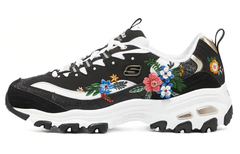 Skechers D'Lites 1.0 Leather Mid top Casual Shoes Women's Black Multicolor