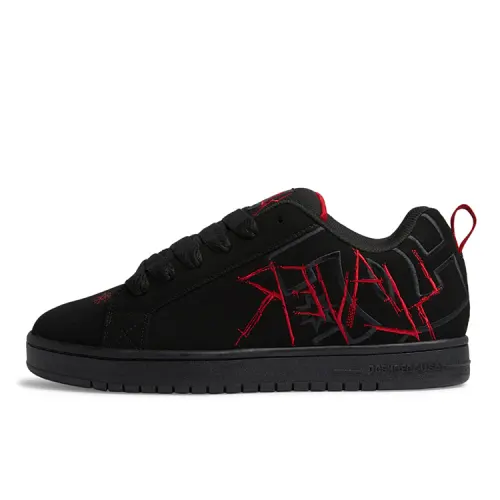 SLAYER x DC Shoes Heavy Metal Rock Embroidery Leather Slip Resistant Abrasion Resistant Low top Skateboard Shoes Men's