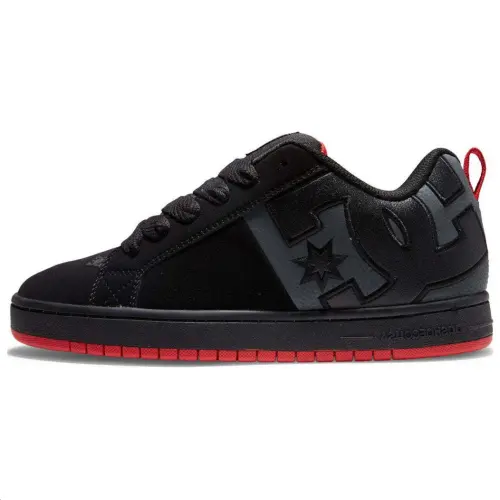 DC Shoes Leather Low top Skateboard Shoes Men's Black Red