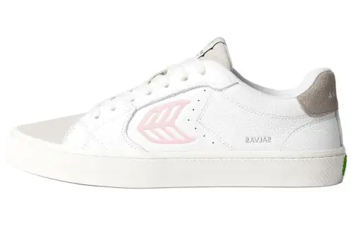 CARIUMA Leather Low top Skateboard Shoes Unisex White