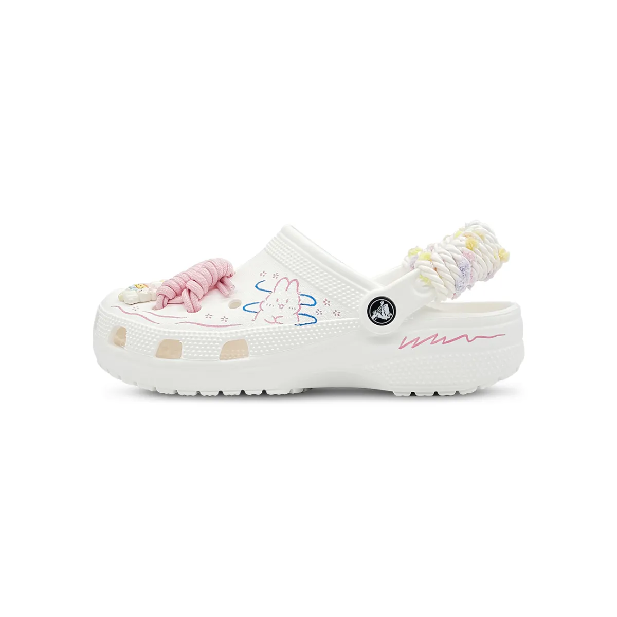 Crocs Classic Clog Bunny Amusement Park, Mismatched EVA Clogs Unisex White