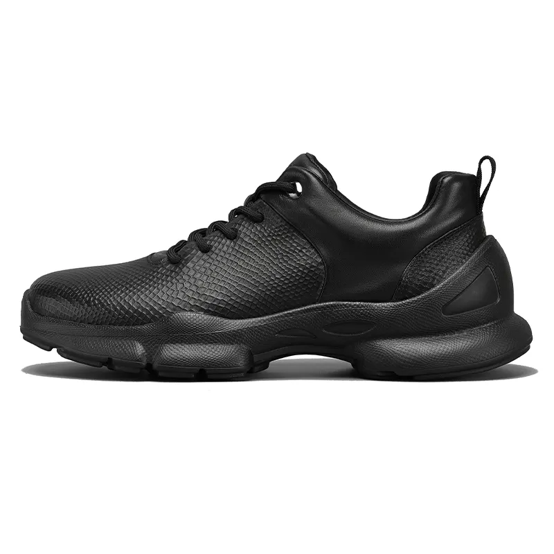 Mulinsen first-layer cowhide, breathable and simple, business commuting, outdoor climbing, running, fitness hiking, classic, versatile and comfortable, low-cut lifestyle shoes, men's black