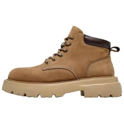 JANE HARLOW Leather Crew Combat Boots Men's Coffee