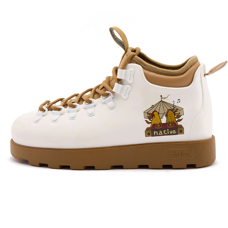 TIA X Native Shoes Fitzsimmons Short Combat Boots Unisex White Brown