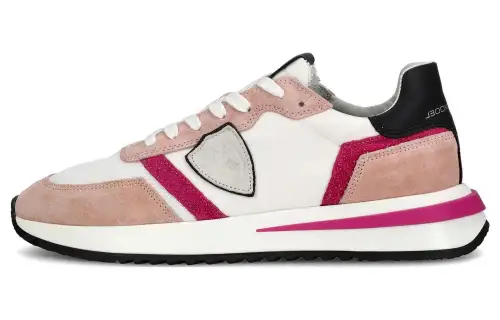 PHILIPPE MODEL Tropez 2.1 Leather, Nylon Minimalist Fashion Low top Casual Shoes 3.5cm Women's White Pink