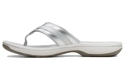 Clarks Leather Flip Flops 3cm Women's Silver