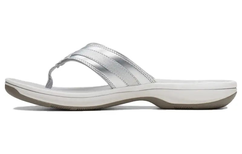 Clarks Leather Flip Flops 3cm Women's Silver