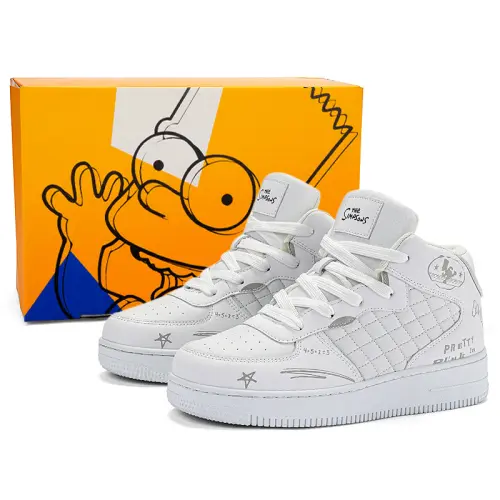 The Simpsons Skateboard Shoes Unisex High Top White/Black/Black & White