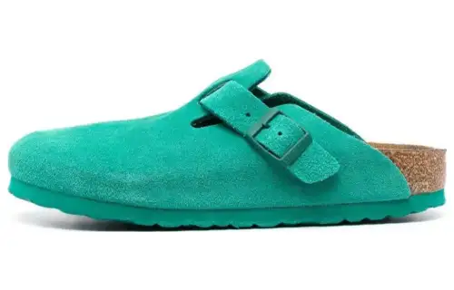 Birkenstock Boston Suede Leather Narrow Fit 'Digital Green' Women's